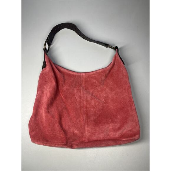 Maurizio Taiuti Suede Leather Hobo Bag Salmon Slouchy Shoulder Tote Purse Italy - Picture 2 of 10